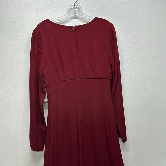 Staud Lido Dress Maxi Long Sleeve Cutout Bow Evening Gown Dark Red New Size 8 - Picture 8 of 13